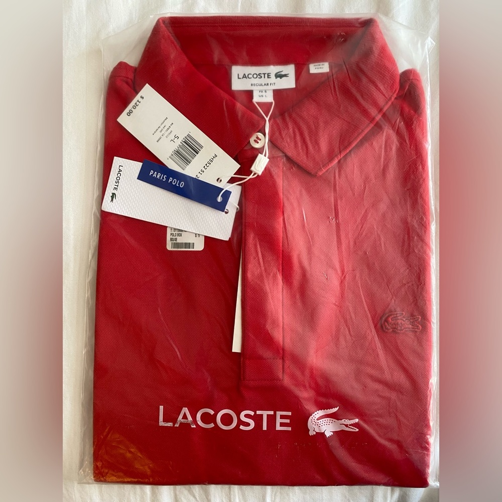 New with tags. LACOSTE POLO SHIRT/ MEN/RED/SIZE :L -5 AUTHENTIC MADE IN…